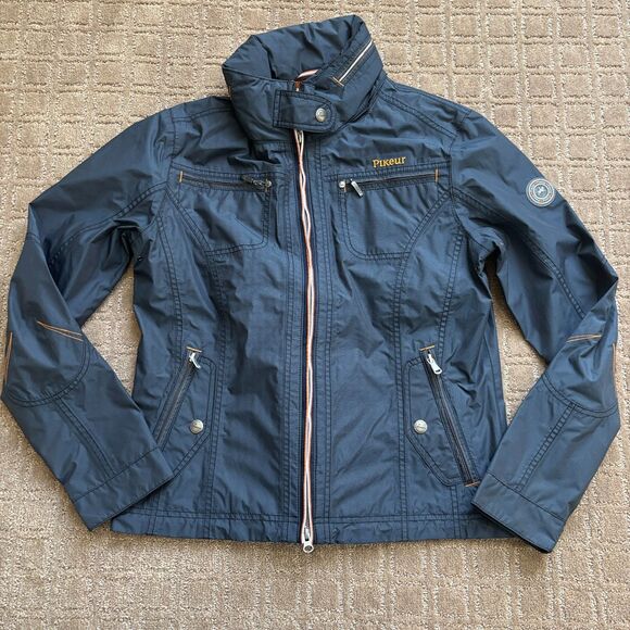 Pikeur Georgina Waterproof Jacket Womens 40 US 12 Navy Blue Equestrian Windproof - Picture 1 of 12